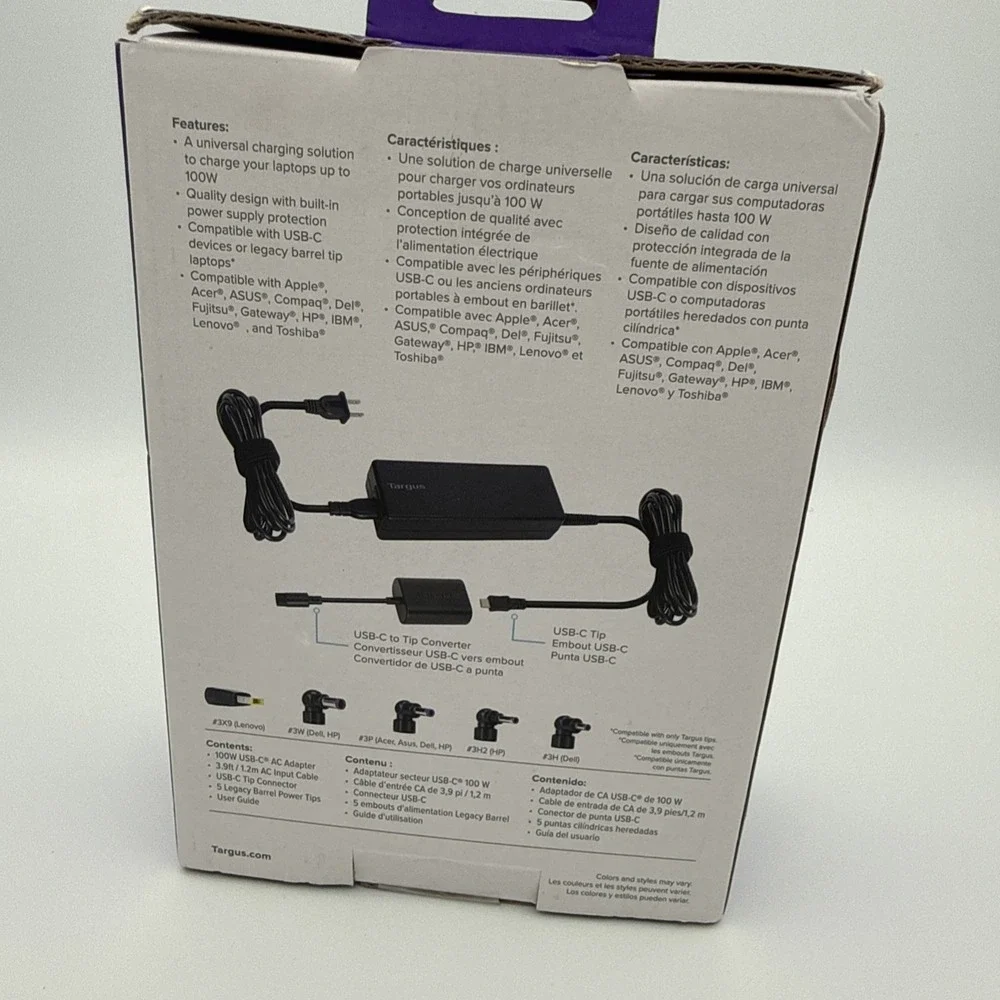 Targus 100W‎ Universal Charger for Most USB-C Laptops - Black, 092636369262
